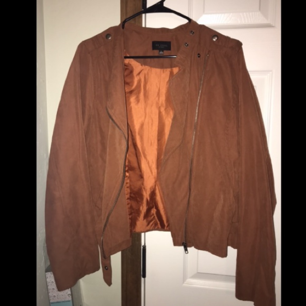 Burnt orange suede motorcycle jacket